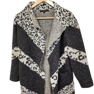 Maxsport Cardigan Long Sweater Animal Print Grey Size Small